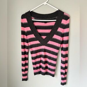 Express v neck striped long sleeve shirt